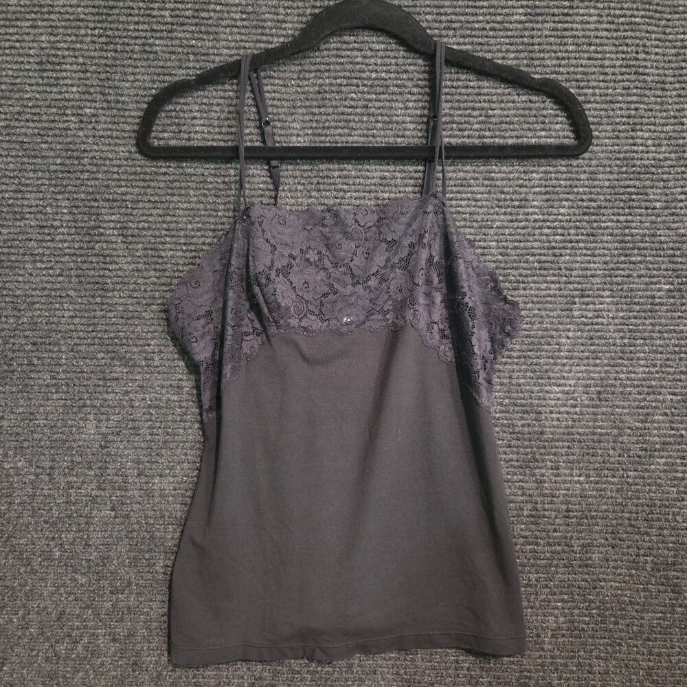Wacoal Womens Large Black Floral Lace Trim Layering Cami Tank Top WhimsyGoth